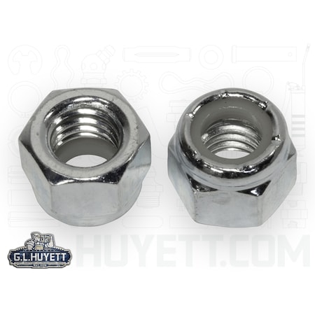 Huyett Nylon Insert Lock Nut, 3/8", Nylon, Zinc Clear Trivalent LNUT-0375C-ZN